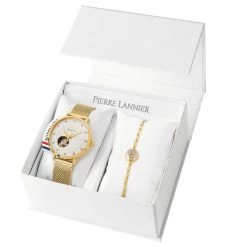 Coffret Montre Femme 364J502 Pierre Lannier X ZAG Bijoux - Bracelet Acier Milanais Doré Et Son Bijoux ZAG