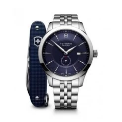 Coffret Victorinox 241763-1 - Montre Alliance, Acier Inoxydable Argenté Cadran Bleu Homme