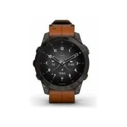 Montre Garmin Epix Génération 2 Sapphire, Titane, Black DLC Avec Bracelet Cuir Marron