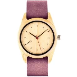 Montre D.W.Y.T DW-00102-5019 - Montre Toundra Bois Cuir Violet Femme