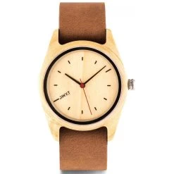 Montre D.W.Y.T DW-00102-5020 - Montre Cuir Marron Bois Blanc Femme