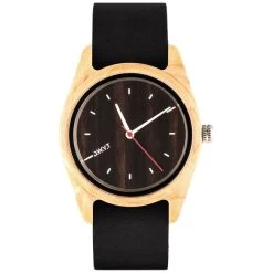 Montre D.W.Y.T DW-00103-5015 - Montre Taïga Bois Cuir Noir Femme