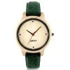 Montre D.W.Y.T DW-00401-1014 - Montre Cuir Vert Bois Blanc Femme