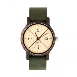 Montre D.W.Y.T DW-00204-5009 - Montre Baïkal Dateur Bois Cuir Vert Homme