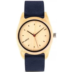 Montre D.W.Y.T DW-00102-1001 - Montre Cuir Bleu Bois Blanc Mixte
