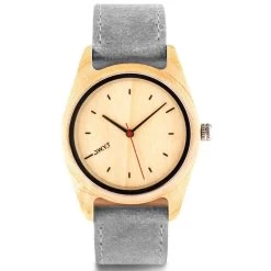 Montre D.W.Y.T DW-00102-1004 - Montre Cuir Gris Bois Blanc Mixte