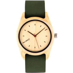 Montre D.W.Y.T DW-00102-5009 - Montre Cuir Vert Bois Blanc Homme