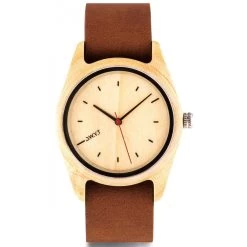 Montre D.W.Y.T DW-00102-5012 - Montre Cuir Marron Bois Blanc Homme