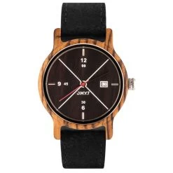 Montre D.W.Y.T DW-00201-1003 - Montre Moero Dateur Bois Cuir Noir Homme