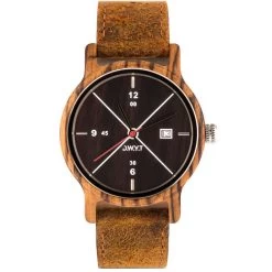 Montre D.W.Y.T DW-00201-1005 - Montre Moero Dateur Bois Cuir Marron Homme