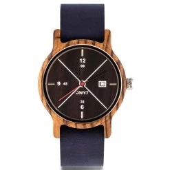 Montre D.W.Y.T DW-00201-5007 - Montre Cuir Bleu Bois Marron Homme