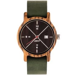 Montre D.W.Y.T DW-00201-5009 - Montre Moero Dateur Bois Cuir Vert Homme