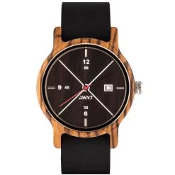 Montre D.W.Y.T DW-00201-5011 - Montre Moero Dateur Bois Cuir Noir Homme