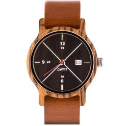 Montre D.W.Y.T DW-00201-5012 - Montre Moero Dateur Bois Cuir Marron Homme