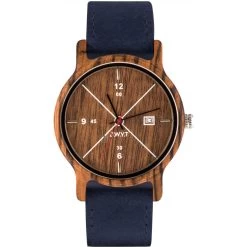 Montre D.W.Y.T DW-00202-1001 - Montre Cuir Bleu Bois Marron Homme