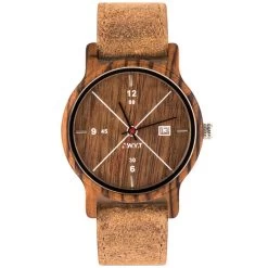 Montre D.W.Y.T DW-00202-1002 - Montre Come Dateur Bois Cuir Marron Homme