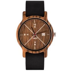 Montre D.W.Y.T DW-00202-5011 - Montre Come Dateur Bois Cuir Noir Homme
