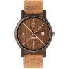 Montre D.W.Y.T DW-00203-1002 - Montre Leman Dateur Bois Cuir Marron Homme
