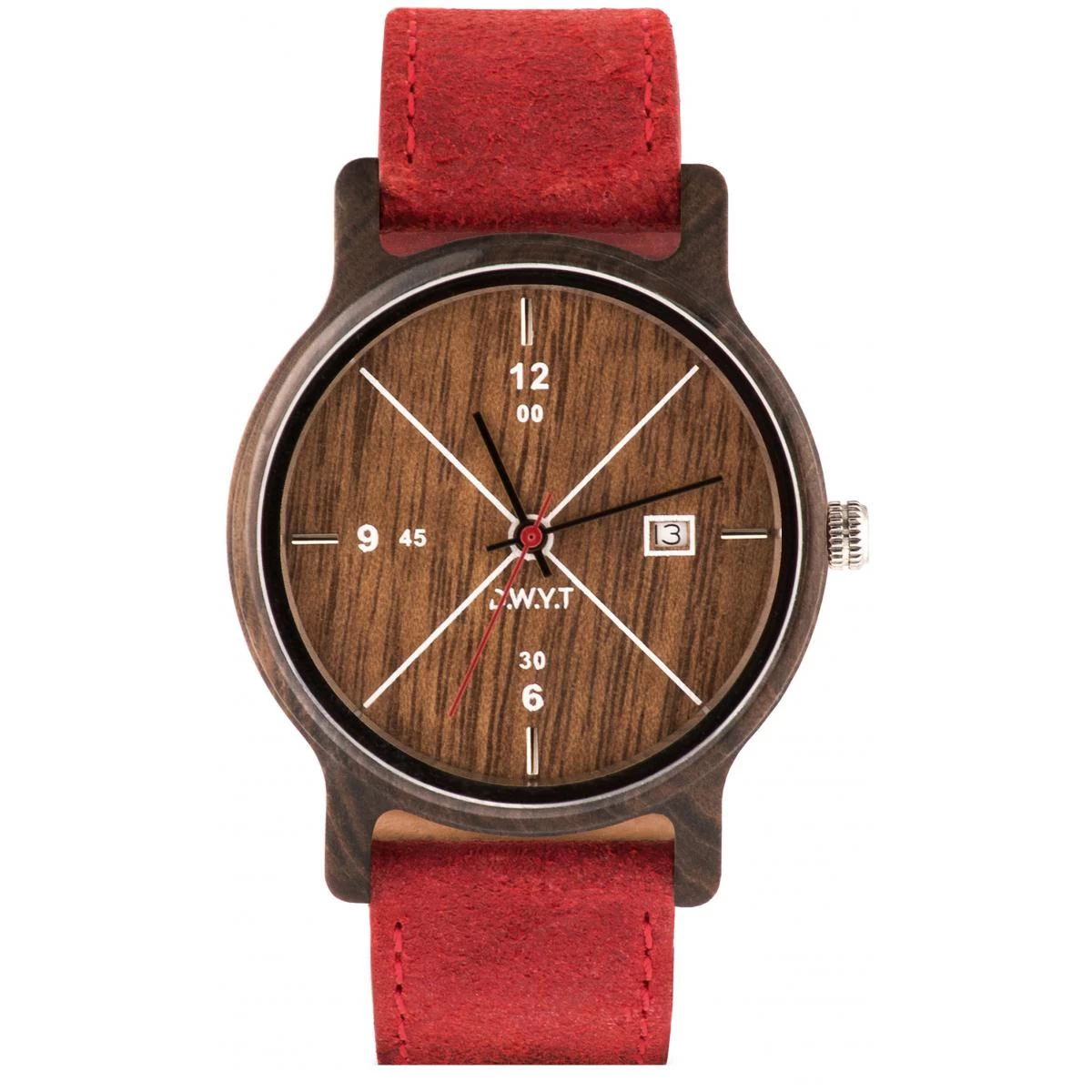 Montre D.W.Y.T DW-00203-1006 - Montre Leman Dateur Bois Cuir Rouge Homme 1 Montre D.W.Y.T DW-00203-1006 - Montre Leman Dateur Bois Cuir Rouge Homme
