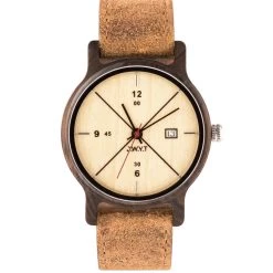 Montre D.W.Y.T DW-00204-1002 - Montre Baïkal Dateur Bois Cuir Marron Homme