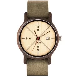 Montre D.W.Y.T DW-00204-5010 - Montre Baïkal Dateur Bois Cuir Gris Homme