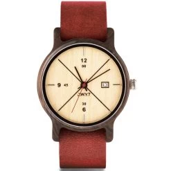 Montre D.W.Y.T DW-00204-5022 - Montre Cuir Rouge Bois Marron Homme