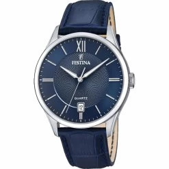 Montre Festina CLASSIQUE F20426-2 - Montre ACIER CADRAN BLEU CUIR BLEU Homme