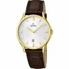 Montre Festina F16747-1 - Montre Blanche Marron Cuir Homme