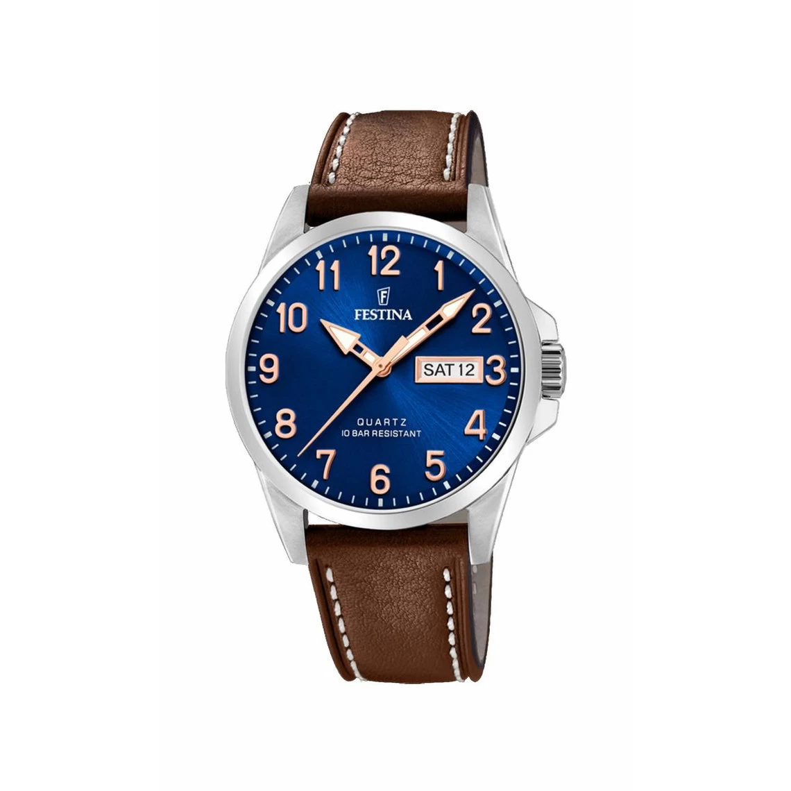 Montre Festina F20358-B - CLASSIQUE Dateur Boîtier Acier Argenté Bracelet Cuir Marron Cadran Bleu Homme 2 Montre Festina F20358-B - CLASSIQUE Dateur Boîtier Acier Argenté Bracelet Cuir Marron Cadran Bleu Homme – Image 2