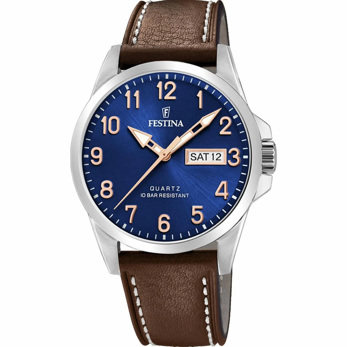 Montre Festina F20358-B - CLASSIQUE Dateur Boîtier Acier Argenté Bracelet Cuir Marron Cadran Bleu Homme 1 Montre Festina F20358-B - CLASSIQUE Dateur Boîtier Acier Argenté Bracelet Cuir Marron Cadran Bleu Homme