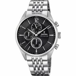 Montre Festina Timeless Chrono F20285-4 - Montre Chronographe Acier Acier Homme