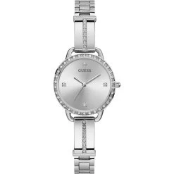 Montre Guess Montres GW0022L1 - Boîtier Argenté Avec Cristaux Cadran Acier Argenté Bracelet Acier Argenté