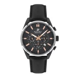BEVERLY HILLS POLO CLUB Montre Pour Homme BBP3205X-651 Avec Bracelet En Cuir Noir