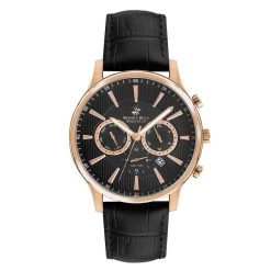 BEVERLY HILLS POLO CLUB Montre Pour Homme BBP3207X-451 Avec Bracelet En Cuir Noir