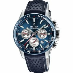 Montre Homme Festina Montres TIMELESS CHRONO F20561-2 - Bracelet Cuir Bleu