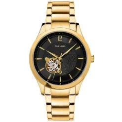 Montre Homme Fleuret 337B032 Cadran Noir Bracelet Acier Doré