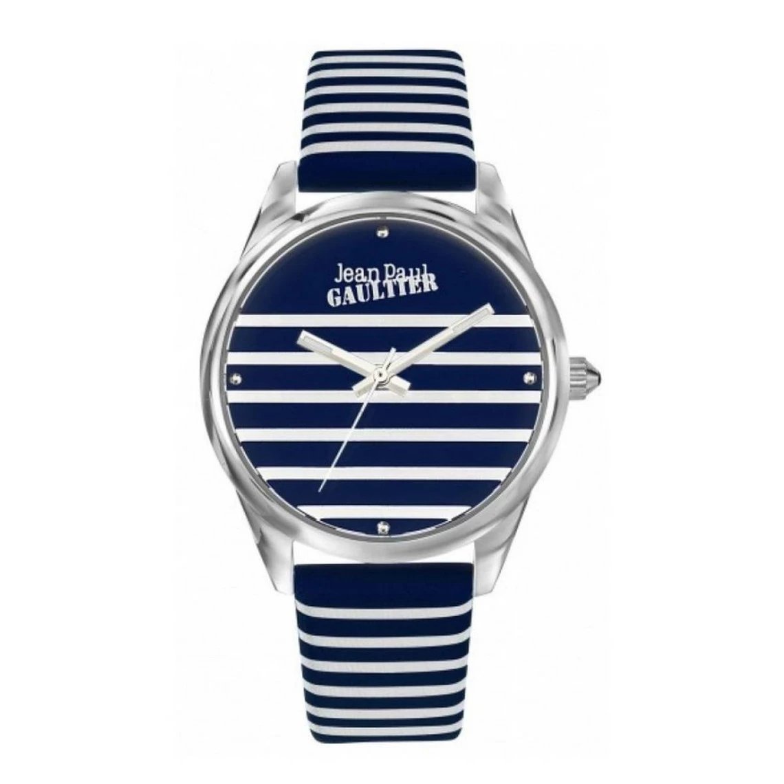 Jean Paul Gaultier Montre Jean-Paul Gaultier 8502414 - Bracelet Cuir Bicolore Bleu Blanc Boitier Acier Argenté Femme 1 Jean Paul Gaultier Montre Jean-Paul Gaultier 8502414 - Bracelet Cuir Bicolore Bleu Blanc Boitier Acier Argenté Femme