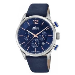 Montre Lotus L18689-2 - CHRONO Dateur,Chronographe Acier Argenté Cuir Bleu Homme