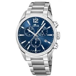 Montre Lotus L18690-1 - CHRONO Dateur,Chronographe Acier Argenté Cadran Bleu Homme