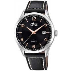 Montre Lotus MINIMALIST 18634-4 - Montre Dateur Bracelet Cuir Cadran Noir Homme