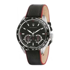 Montre Maserati TRAGUARDO R8871612028 - Montre Chronographe Cuir Noir Homme