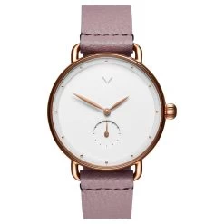 Montre MVMT D-FR01-RGPU - Boîtier Acier Doré Rose Cadran Blanc Cuir Mauve Femme