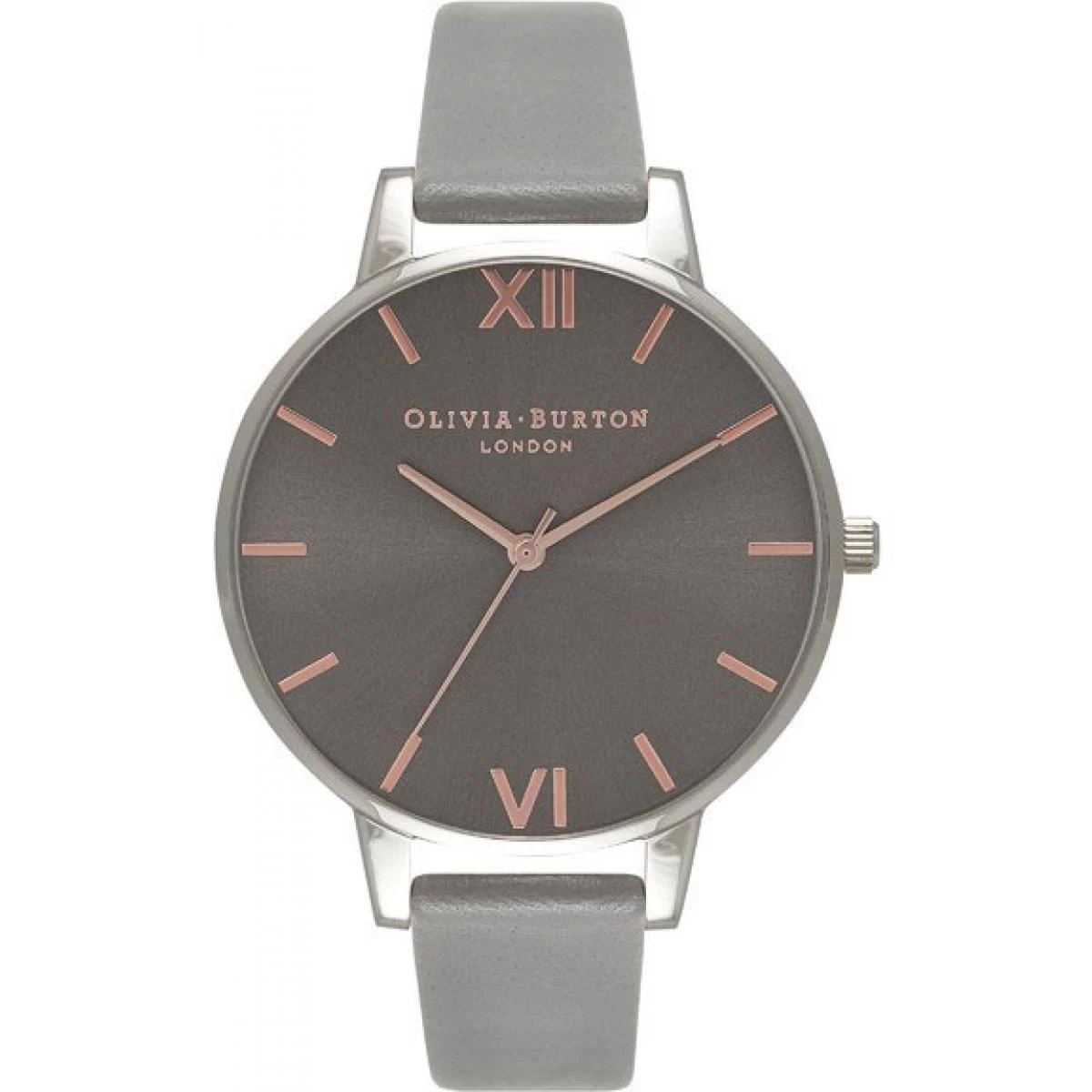 Montre Olivia Burton Big Dial OB16BD90 - Montre Grise Cuir Femme 1 Montre Olivia Burton Big Dial OB16BD90 - Montre Grise Cuir Femme
