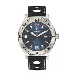 Montre Ruckfield 685011 - Boîtier Acier Argenté Bracelet Cuir Bleu Foncé Cadran Bleu Homme