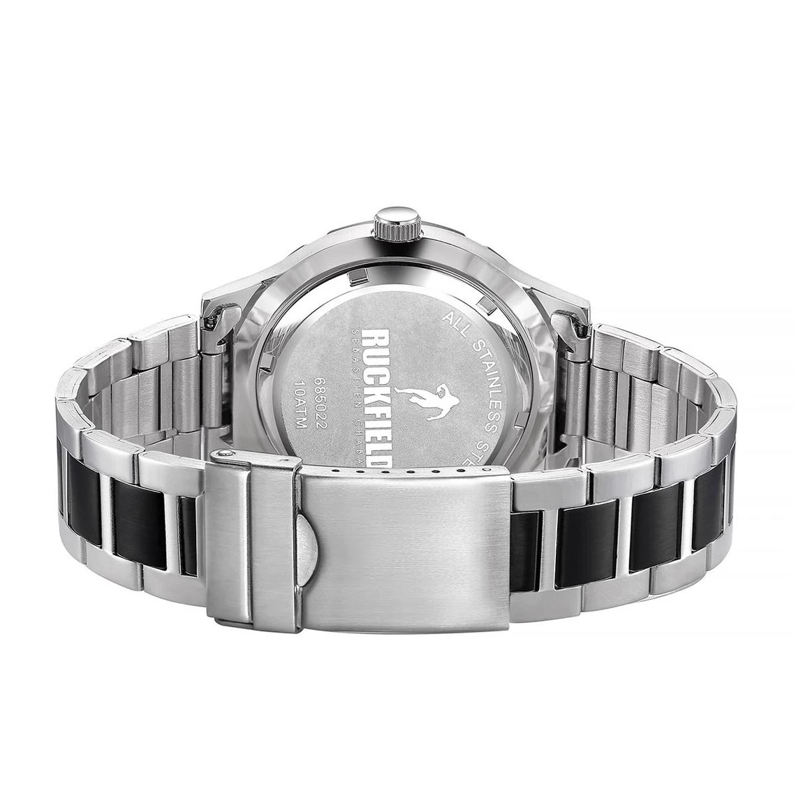 Montre Ruckfield 685022 - Dateur Boîtier Acier Argenté Bracelet Métal Chromé & Noir Homme 3 Montre Ruckfield 685022 - Dateur Boîtier Acier Argenté Bracelet Métal Chromé & Noir Homme – Image 3