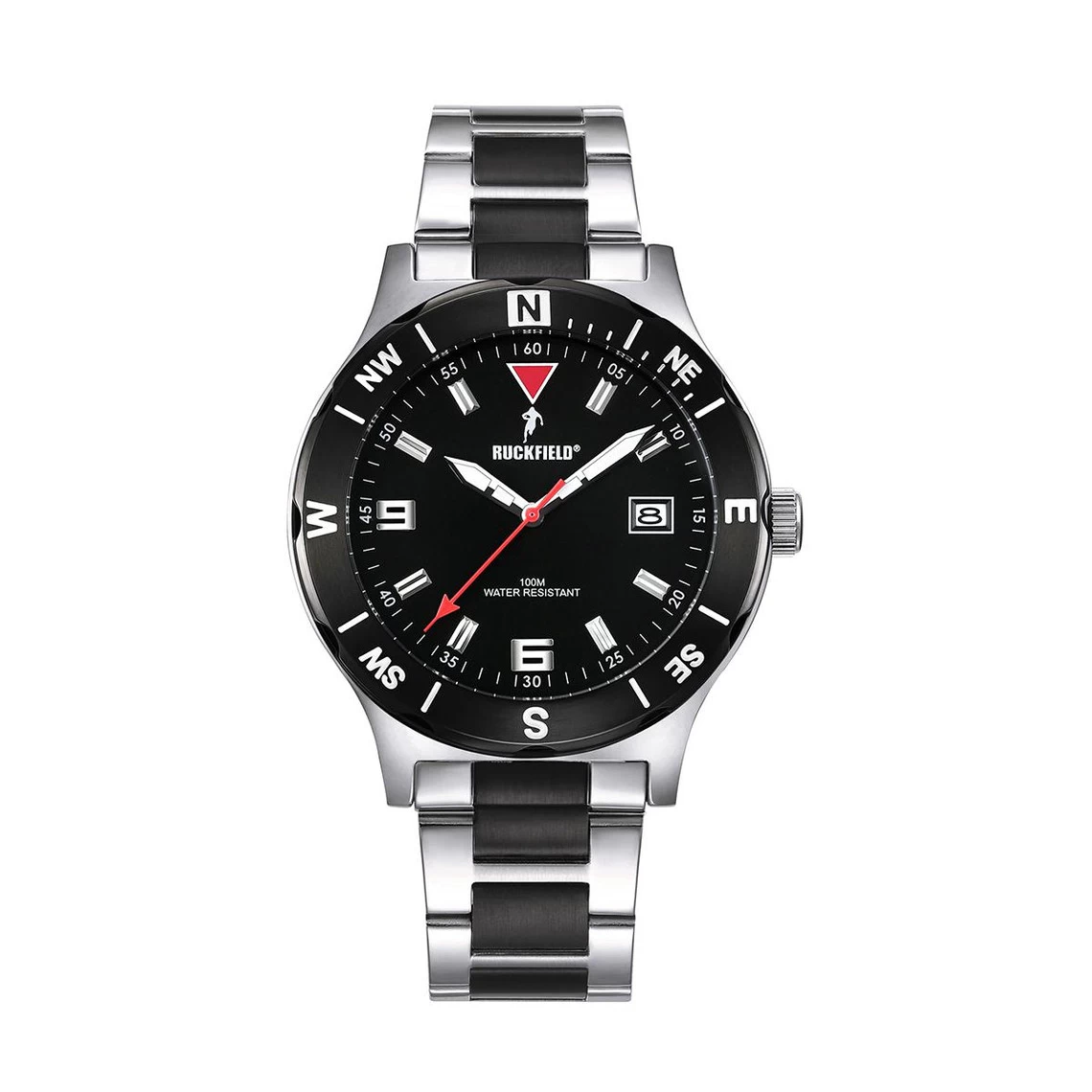 Montre Ruckfield 685022 - Dateur Boîtier Acier Argenté Bracelet Métal Chromé & Noir Homme 1 Montre Ruckfield 685022 - Dateur Boîtier Acier Argenté Bracelet Métal Chromé & Noir Homme