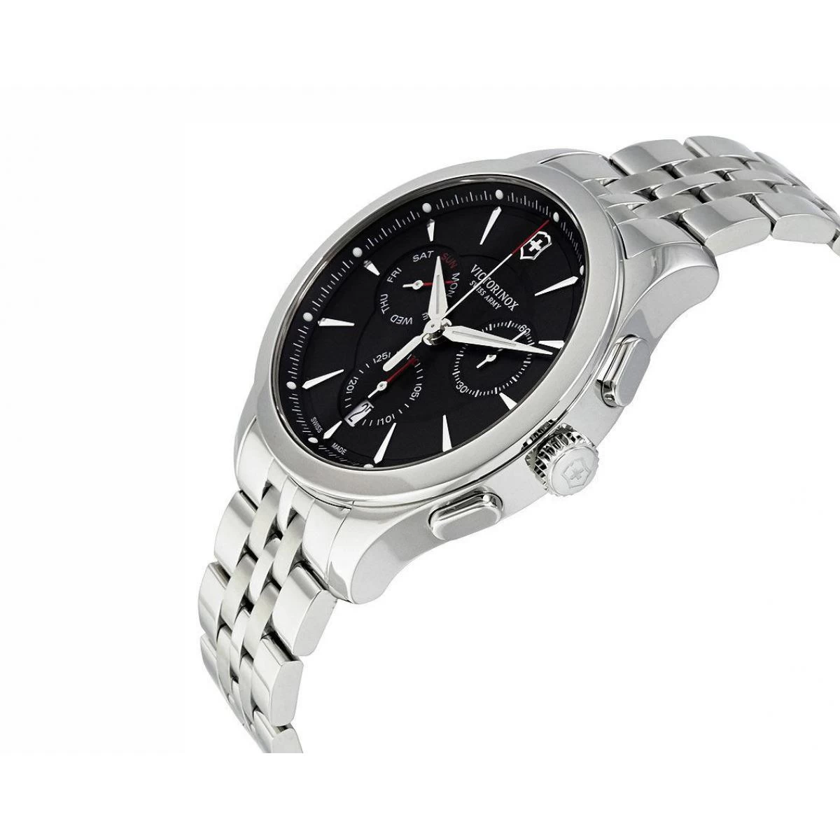 Montre Victorinox 241745 - Alliance Chronographe, Acier Inoxydable Argenté Cadran Noir Homme 2 Montre Victorinox 241745 - Alliance Chronographe, Acier Inoxydable Argenté Cadran Noir Homme – Image 2