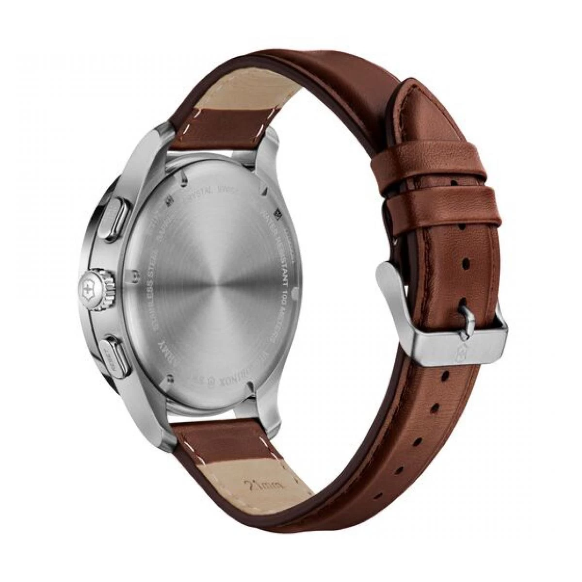 Montre Victorinox 241826 - Alliance Sport Chronographe, Boîtier Argenté Acier, Bracelet Cuir Marron Homme 2 Montre Victorinox 241826 - Alliance Sport Chronographe, Boîtier Argenté Acier, Bracelet Cuir Marron Homme – Image 2