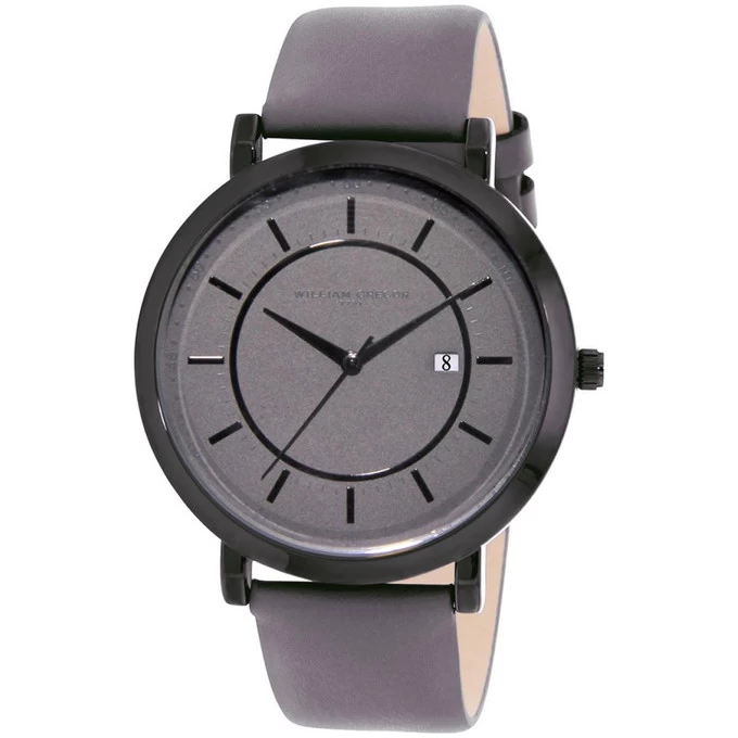 Montre William Gregor 1791 BWG10021G-903 - Montre Dateur Cuir Gris Homme 1 Montre William Gregor 1791 BWG10021G-903 - Montre Dateur Cuir Gris Homme
